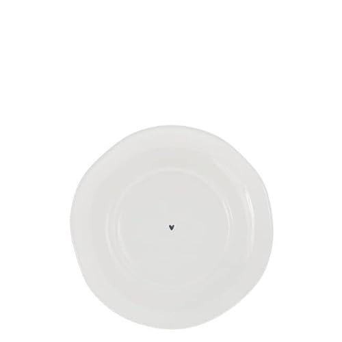 Unterteller Heart weiß mit kleinem schwarzen Herz D. 15cm Keramik Collections von Bastion Collections