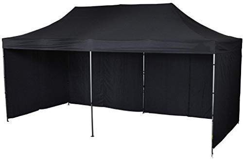 Bastionshop - Pavillon Zelt, Faltpavillon, Partyzelt, Grillpavillon mit Rahmen aus Stahl - Marktstand ideal für Märkte, in 60 Sekunden gebaut - für Freien, Garten, Party, Hochzeit - 3x4,5m - Schwarz von Bastionshop