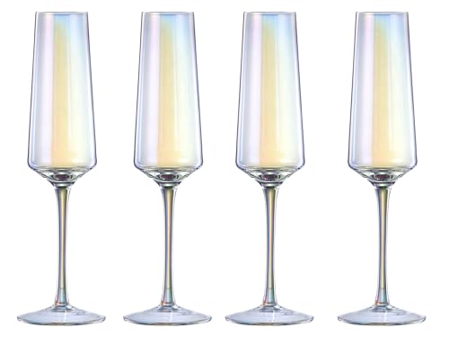 batania 4 x irisierende Sektgläser PearlRegenbogen-Gläser mit buntem SchimmerGläser-Set für Sekt, Prosecco, Champagner und Cocktails |22 cl von Cosy & Trendy