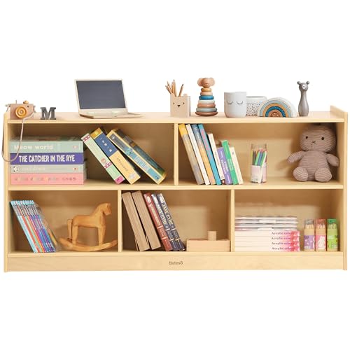 Bateso Spielzeug-Aufbewahrungs-Organizer fürs Kinderzimmer, hölzernes Kinderbücherregal fürs Klassenzimmer, 5-teiliges Montessori-Bücherregal und Spielzeugregal fürs Spielzimmer, Kindergarten von Bateso