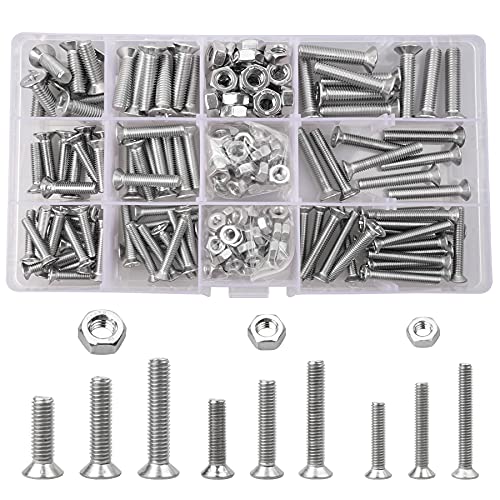 240 Stück M4 M5 M6 Kreuzsenkkopf-Maschinenschrauben Bolzen und Mutter aus Edelstahl 304 Flachkopf-Kreuzschrauben Kreuz-Bolzen und Mutter Set（20/25/30mm) von Bateya