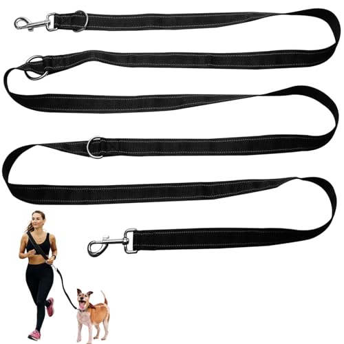 Bateya Verstellbar Hundeleine,3M Reflektierend Schleppleine, Hundeleine mit 2 Karabiner, Übungsleine aus Nylon, Doppelleine für Kleine, Mittelgroße Hunde, für Laufen und Training von Bateya