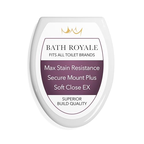 Bath Royale Slow-Close Toilettensitz BR501-00, weiß, länglich, fleckenresistent und leicht zu reinigen, strapazierfähig, passt für alle Toilettenmarken, Executive-Serie Bath Royale Slow-Close Toilettensitz BR501-00, weiß, länglich, fleckenresistent und leicht zu reinigen, strapazierfähig, passt für alle Toilettenmarken, Executive-Serie von Bath Royale