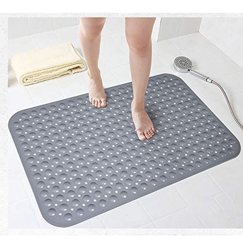 Bathsafe Extra breite 88 x 58 cm rutschfeste weiche Badematte, rutschfeste TPR-Duschmatte mit starken Saugnäpfen, rutschfeste Matten für Badezimmer, antibakterielle Sicherheits-Badewannenmatte, grau von Bathsafe