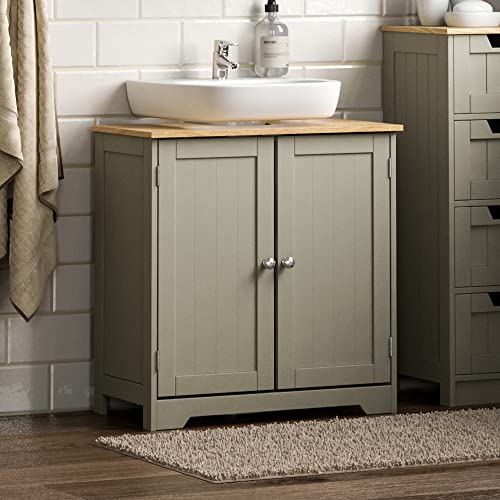 Bath Vida, Grau Priano Waschbeckenunterschrank, freistehend, Aufbewahrungsschrank, Waschbecken, Holzwerkstoff, Grey Under Sink Bathroom Cabinet von Bath Vida