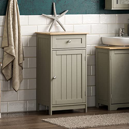 Bath Vida Hoch- & Midischränke fürs Bad, Mitteldichte Holzfaserplatte, Grau, Standard, Grey Bathroom 1 Door 1 Drawer Cabinet von Bath Vida