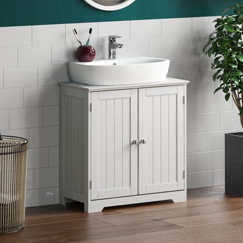 Bath Vida Priano Unterwaschbecken, Badezimmerschrank, bodenstehender Aufbewahrungsschrank, Waschbeckeneinheit, Weiß, H 60 x B 60 x T 30 cm ca von Bath Vida