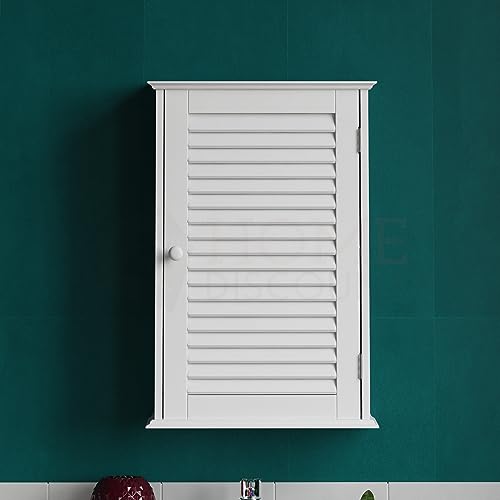 Bath Vida Bathroom Cabinet Single Door Shutter Wall Mounted Storage, White H 57 x W 39 x D 17 cm Approx. von Bath Vida