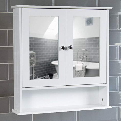 Vida Designs Priano Badezimmer-Spiegelschrank, 2 Türen, Wandmontage, Aufbewahrungsmöbel, weiß von Bath Vida