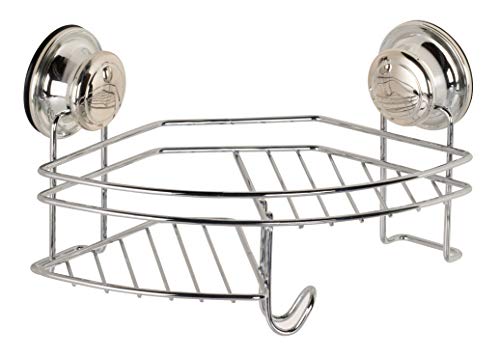 Bath & Shower Eckregal Bad Eckablage verchromt Silber Haken Zubehör Befestigung mit Saugnapf von Bath & Shower