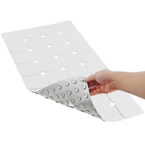 rutschfeste Silikon Badewannenmatte – 70×38 cm Duschmatte mit Saugnäpfen & Abflusslöchern – Weiche Antirutschmatte für Senioren – Ideal fürs Badezimmer – Pflegeleicht & hautfreundlich – weiß von Bathblizz