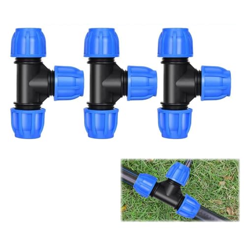 T-Stück PE Rohr Fitting 20mm x 20mm x 20 mm Verschraubung PN16 DVGW Trinkwasser zertifiziert - 3er-Pack, t stück für wasserleitung für PE80 PE100 Rohre, für Wasserversorgung und Gartenbewässerung von Batheidon