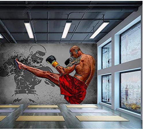 Benutzerdefinierte 3D-Fototapete Taekwondo Gym Boxen Kampfsport Gym Werkzeug Hintergrund Wanddekoration Malerei-300Cmx210Cm von Bathet
