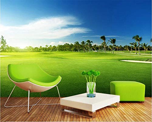 Benutzerdefinierte Tapete 3D Foto Wandbild Golf Gras Landschaft Tapete Wohnzimmer Hintergrund Wandmalerei 3D Papel De Parede-350Cmx245Cm von Bathet