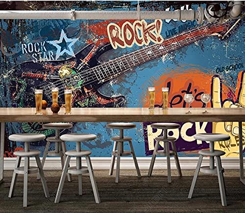 Fototapete 3D Tapete Wandbild Europäische Und Amerikanische Graffiti Hip Hop Rock Music Bar Ktv Tooling Background Wall-300Cmx210Cm von Bathet