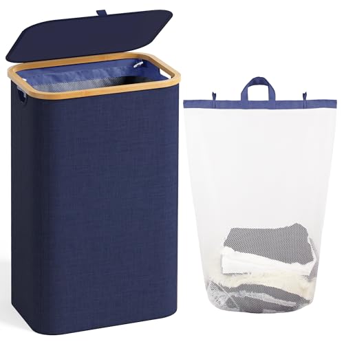 Wäschekorb mit Deckel, 120 l, Wäschekorb für Wäschekorb, zusammenklappbar, Wäschekorb Organizer für Schlafzimmer, Waschküche, schmutzige Kleidung Wäschekorb mit Deckel, 120 l, Wäschekorb für Wäschekorb, zusammenklappbar, Wäschekorb Organizer für Schlafzimmer, Waschküche, schmutzige Kleidung von Bathola