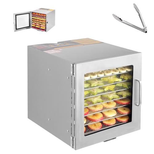 Bathrena Dörrautomat, 700W 8 Etagen Obsttrockner 35-90 ℃ Edelstahl Dörrgerät, Lufttrocknungsmaschine für Dörrfleisch für Haustiere, Müsliriegelform von Bathrena