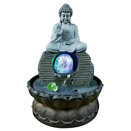 Buddha-Wasserornamente Waterscape Feng Shui Ornament Indoor Home Office Dekoration Geschenke|220 V / 50 HZ Zimmerbrunnen-20,5 * 20,5 * 30 cm von Bathrena