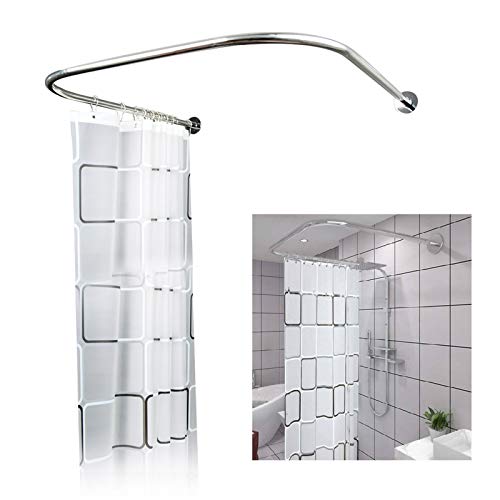 Duschvorhangstange Kit U-Form 304 Edelstahl Duschstange Gebogene Bad-Vorhangstange-Badezimmer|90cm * 80-130cm Für Duschvorhang Badewanne Schiene Duschvorhangstange Kit U-Form 304 Edelstahl Duschstange Gebogene Bad-Vorhangstange-Badezimmer|90cm * 80-130cm Für Duschvorhang Badewanne Schiene von Bathrena