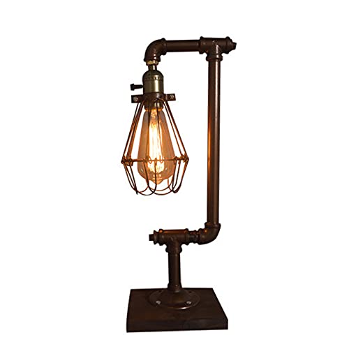 Tischlampe-Retro-Industrie-Steampunk-Nachtlicht E27 220 V / 50 Hz Holztischlampe, Vintage-Schreibtischlampen für Schlafzimmer, Wohnzimmer, Zuhause, Kunstausstellung, Café, Studio (B-18*15*46cm) von Bathrena