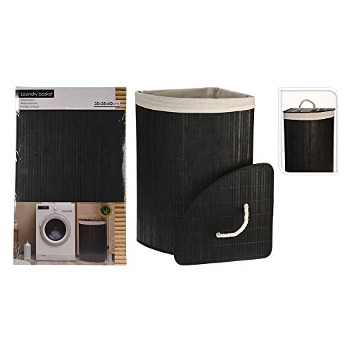 Bathroom Solutions Eck-Wäschekorb Bambus schwarz von WEBMARKETPOINT
