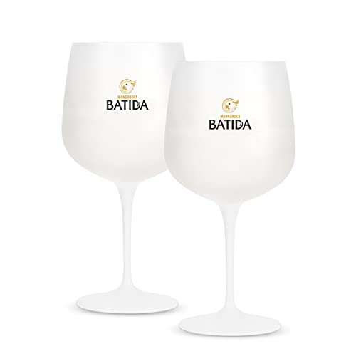 Mangaroca Batida de Côco, 2er Cocktail Set, weiss lackierte Cocktailgläser aus Glas, für Cocktail oder Longdrink in lauen Sommernächten am Strand oder Pool von Batida