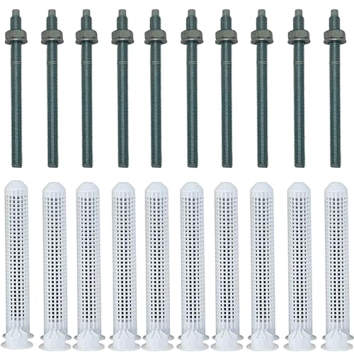 BATIFIX Verbundmörtel Montageset I 10 Ankerstangen M10x130 mm + 10 Siebhülsen Ø16x85 mm I Schwerlast-Anker I Schwerlast-dübel I Verbundanker von BATIFIX