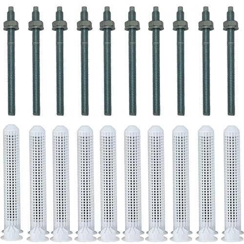 BATIFIX Verbundmörtel Montageset I 10 Ankerstangen M12x160 mm & 10 Siebhülsen Ø16x130 mm I Schwerlast-Anker I Schwerlast-dübel I Verbundanker | Gewindestange von BATIFIX