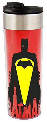 Batman vs. Superman Batman – Bat Signal“, Edelstahl, ca. 400 ml – 0122165 Coffee to Go Tasse, rot, 8 x 8 x 22 cm von Batman
