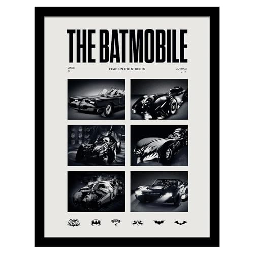 BATMAN 1989 Batmobil-Druck, weiß / schwarz, 40cm x 30cm von Batman
