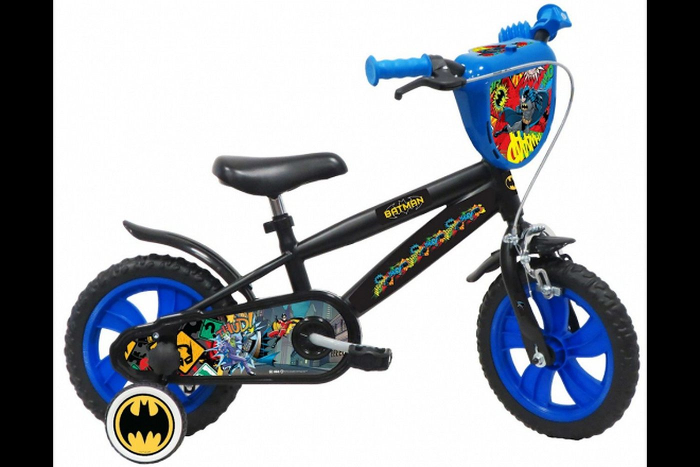 Batman Kinderfahrrad Jungen - 12, 14 oder 16 Zoll - Schwarz - bis 60 kg - Rücktrittbremse, 85% zusammengebaut, 3 - 6 Jahre, Stahlfelgen von Batman