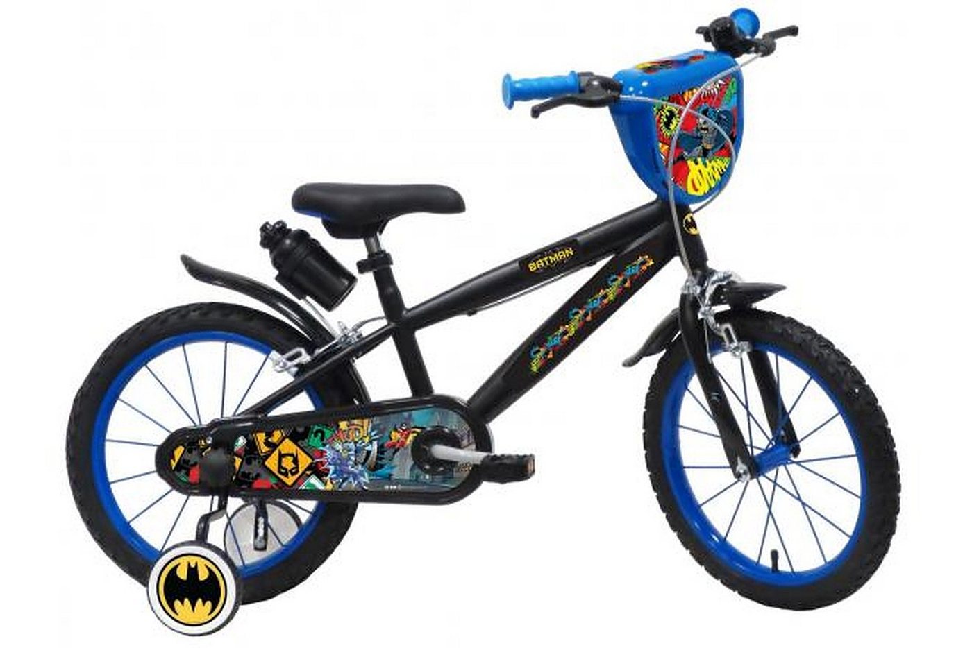 Batman Kinderfahrrad - Jungen - 14 oder 16 Zoll - Schwarz - bis 60kg - 85% zusammengebaut, 3,5 - 6 Jahre, Lenkerhöhe einstellbar, Luftbereifung von Batman