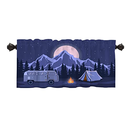 Batmerry Adventure Camping Kitchen Valances Half Window Curtain, Rv and Camping Camper Van Kitchen Valances for Windows Bedroom Heat Insulated Valance for Decor Reducing The Light 52x18 Inch von Batmerry