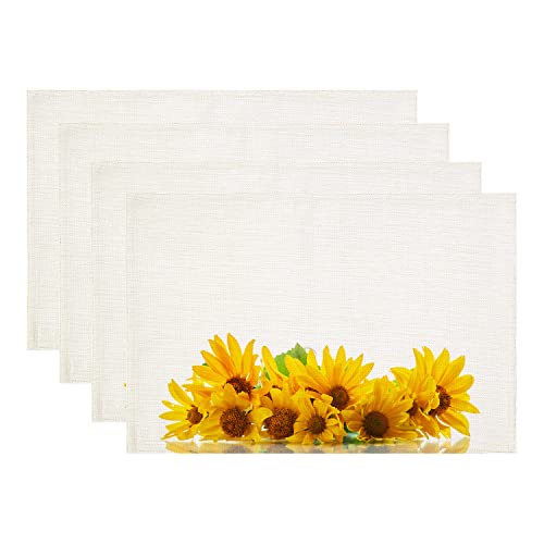 Batmerry Bright Yellow Sunflowers Daisy Placemats, Washable Linen Table Mats for Kitchen Table Double Insulation Decor Dining Set Indoor Outdoor 12X18 In Set of 4 von Batmerry