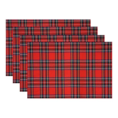 Batmerry Red Geometric Placemats,Tartan Plaids Pattern Royal Red Washable Linen Table Mats for Kitchen Table Double Insulation Decor Dining Set Indoor Outdoor 12X18 In Set of 4 Batmerry Red Geometric Placemats,Tartan Plaids Pattern Royal Red Washable Linen Table Mats for Kitchen Table Double Insulation Decor Dining Set Indoor Outdoor 12X18 In Set of 4 von Batmerry