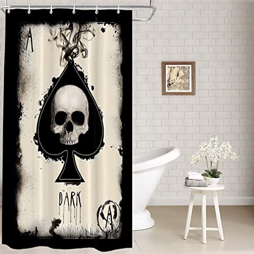 Batmerry Skull Scary Tarot Decor Shower Curtain,Santa Muerte Tarot Bathroom Decor Polyester Fiber Plastic Rings Quick-Drying Waterproof for Bathtubs/Bathroom, 72x36 inches von Batmerry