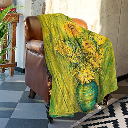Batmerry Yellow Artistic Sunflower Throw Blanket for Couch Sofa Bed,Beauty Blossom Botanical Bouquet Super Soft Warm Fuzzy Plush Blankets Decor Lightweight Cozy Travel Camping Blanket 60 x 40 IN von Batmerry
