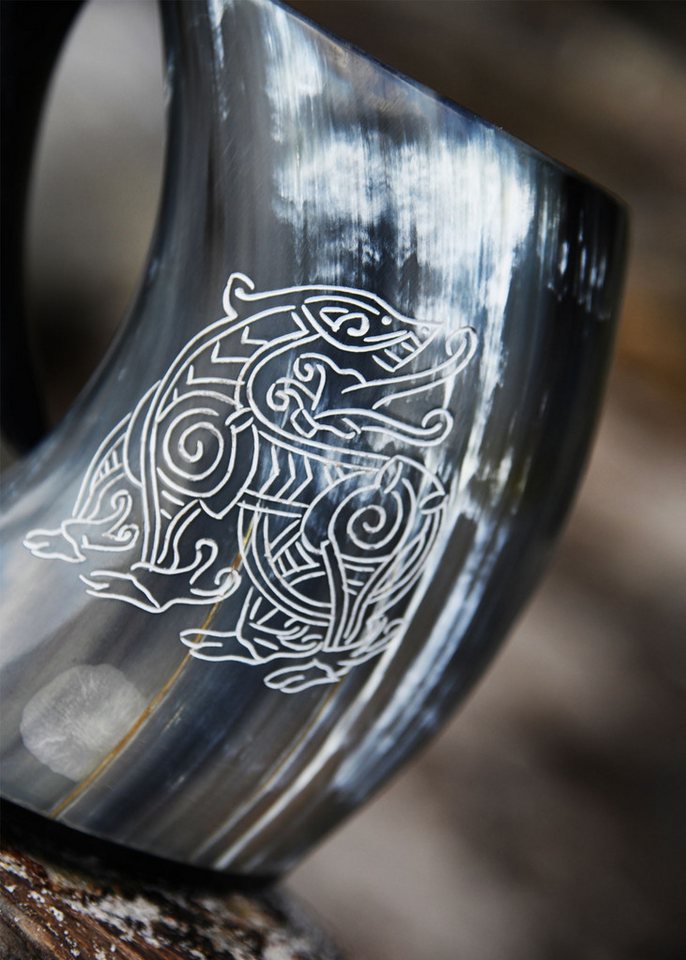 Battle Merchant Becher Bierkrug aus Horn - "Drache" von Battle Merchant