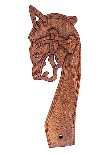 Drachenkopf aus Holz handgeschnitzt, nach Links schauend Wikingerzelt Wandschmuck von Battle-Merchant