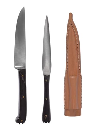 Battle-Merchant - Mittelalter Essbesteck aus Edelstahl inkl. Lederetui, ca. 18 cm, Horngriffe von Battle-Merchant