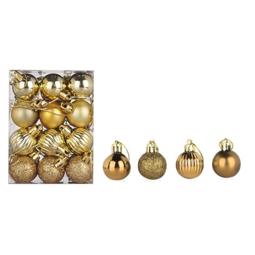 24 Stück Weihnachtskugeln Set 3cm Weihnachtskugel Christbaumkugeln, Weihnachtsbaum Kugel Dekoration Weihnachtskugeln für Weihnachtsbaum, Hochzeit, Partys, Wohnkultur, DIY Dekoration (A#Gold) von Battnot