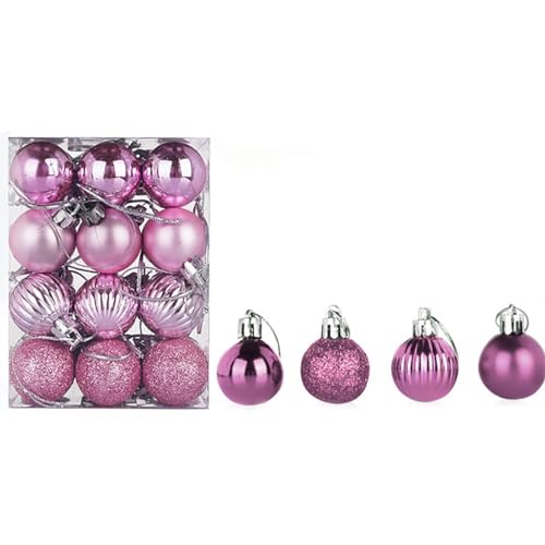 24 Stück Weihnachtskugeln Set 3cm Weihnachtskugel Christbaumkugeln, Weihnachtsbaum Kugel Dekoration Weihnachtskugeln für Weihnachtsbaum, Hochzeit, Partys, Wohnkultur, DIY Dekoration (A#rosa) von Battnot