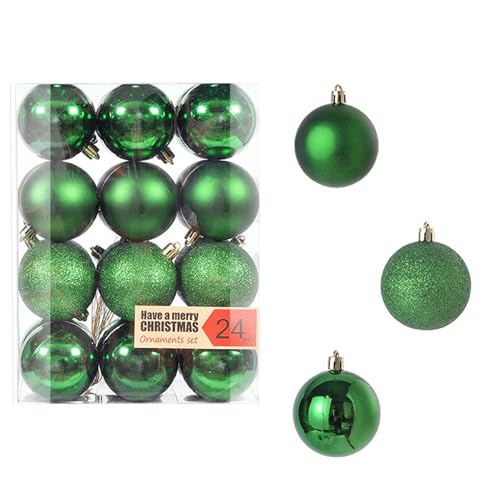 24 Stück Weihnachtskugeln Set 3cm Weihnachtskugel Christbaumkugeln, Weihnachtsbaum Kugel Dekoration Weihnachtskugeln für Weihnachtsbaum, Hochzeit, Partys, Wohnkultur, DIY Dekoration (B#grün1) von Battnot