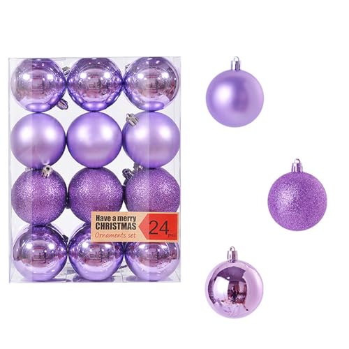 24 Stück Weihnachtskugeln Set 3cm Weihnachtskugel Christbaumkugeln, Weihnachtsbaum Kugel Dekoration Weihnachtskugeln für Weihnachtsbaum, Hochzeit, Partys, Wohnkultur, DIY Dekoration (B#lila1) von Battnot