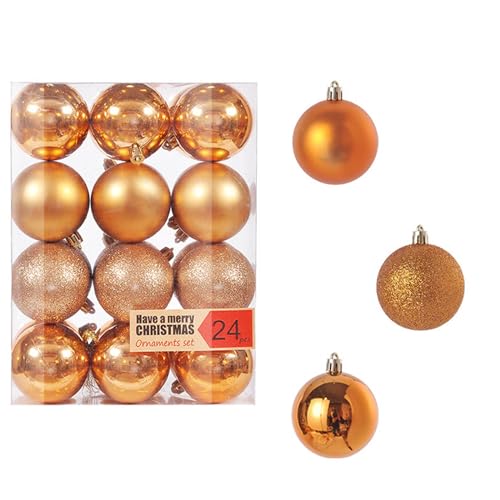 24 Stück Weihnachtskugeln Set 3cm Weihnachtskugel Christbaumkugeln, Weihnachtsbaum Kugel Dekoration Weihnachtskugeln für Weihnachtsbaum, Hochzeit, Partys, Wohnkultur, DIY Dekoration (B#orange) von Battnot