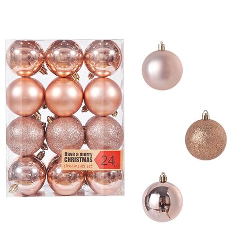 24 Stück Weihnachtskugeln Set 3cm Weihnachtskugel Christbaumkugeln, Weihnachtsbaum Kugel Dekoration Weihnachtskugeln für Weihnachtsbaum, Hochzeit, Partys, Wohnkultur, DIY Dekoration (B#roségold) von Battnot