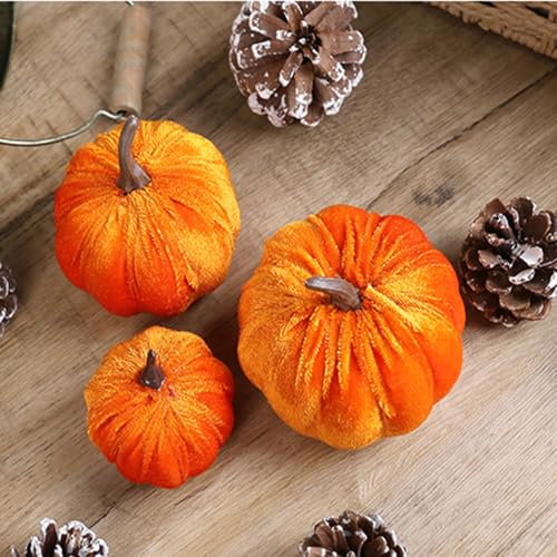 3 Stück Kürbis Kissen, Pumpkin Pillow, Halloween Kürbis Dekokissen Kissen, Weiche Plüschkissen Herbst Pumpkin Pillow Deko, 3D Plüsch Kürbiskissen Kissens für Home Halloween Decoration von Battnot