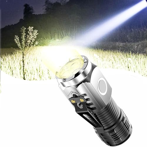 Battnot Mini-Taschenlampe mit dreiäugigem Monster, Mini LED Taschenlampe LED Aufladbar Taschenlampen, Handheld klein Taschenlampe, Wasserdicht Taktische Handlampe für Camping Notfall (D#silber) von Battnot