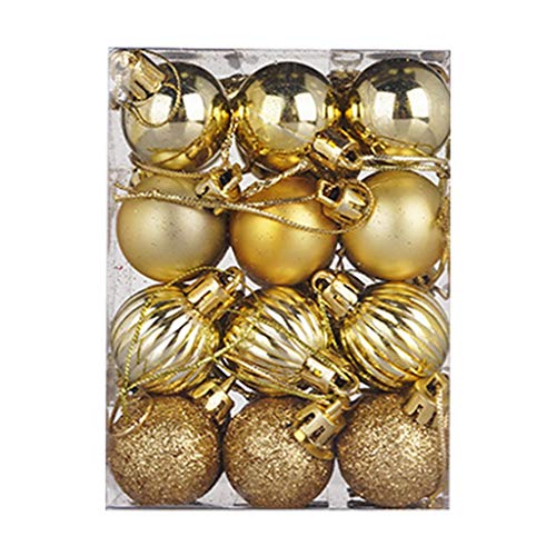 Battnot Weihnachtskugeln 100 teilig 24 teilig 30/60mm Christbaumkugeln Set Weihnachtsbaumschmuck Christbaumschmuck Weihnachtsbaum Kugel Dekoration hängende Hausparty Christmas Xmas (Gold, 24) von Battnot