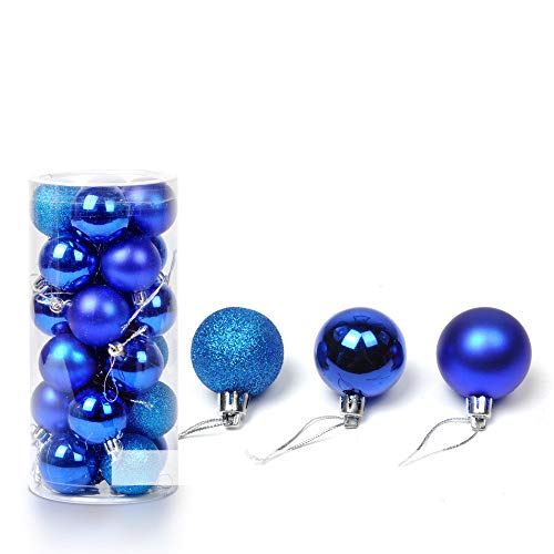 Battnot Weihnachtskugeln 24 Stücke 30mm Christbaumkugeln Set Weihnachtsbaumschmuck Christbaumschmuck Weihnachtsbaum Dekoration Weihnachtsdeko hängende Hausdeko Christmas Xmas Party (30mm, Blau) von Battnot